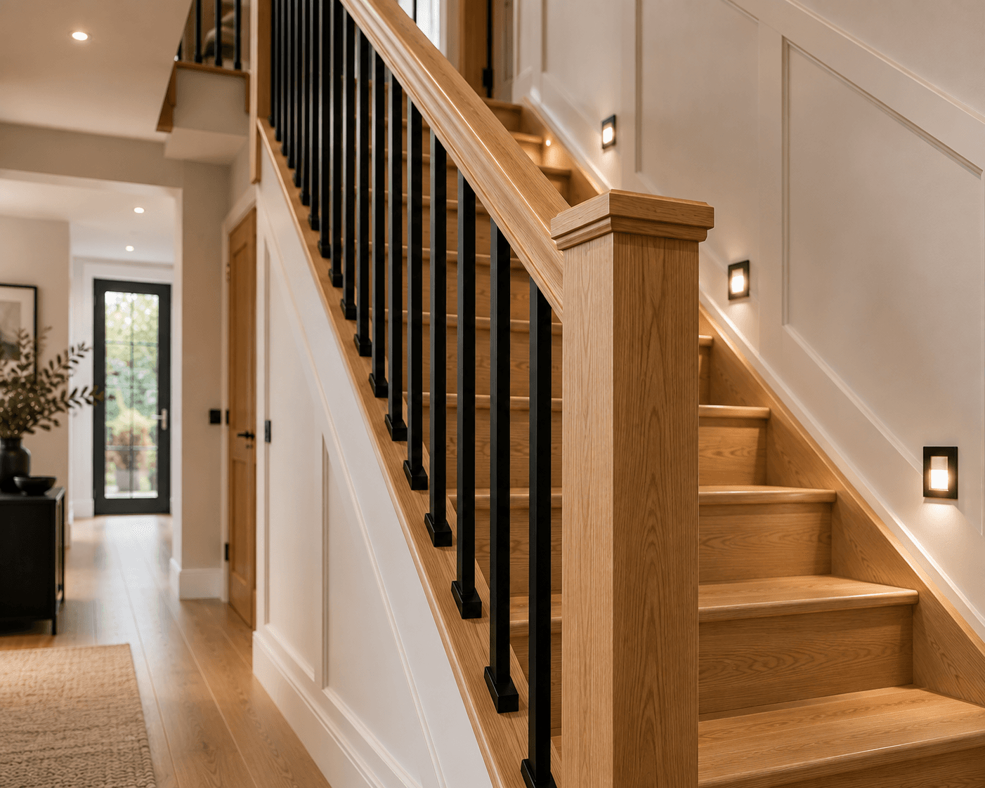 Oak staircase joinery detail