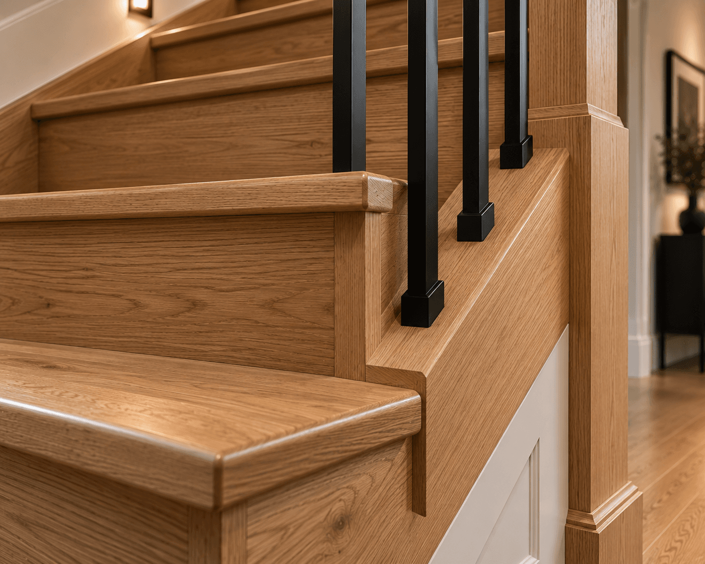 Renovated staircase within hallway