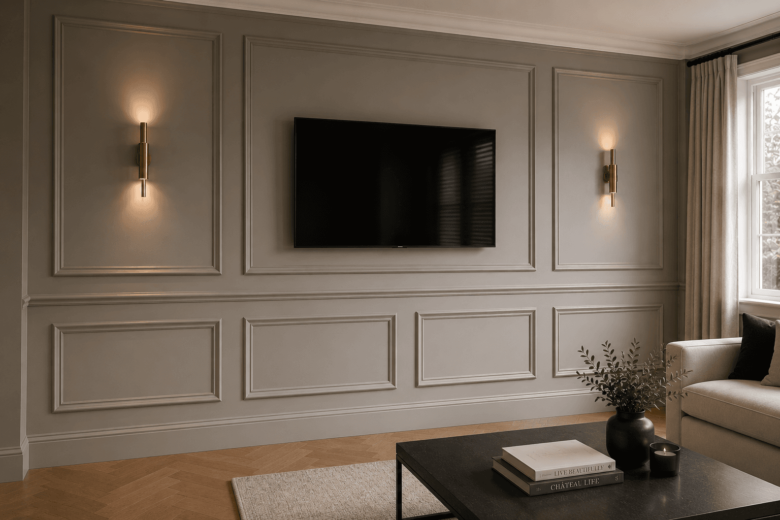 Wall panelling corner and trim detail