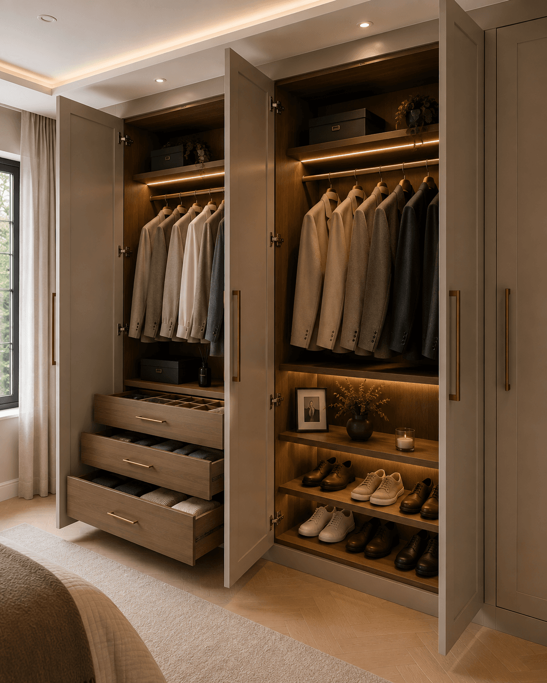 Fitted wardrobe interior detail